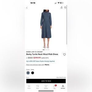 Derek Lam 10 Crosby Slate Wool Midi Dress